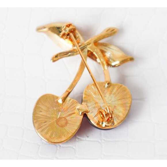 Vintage Anne Klein Lucite Cherry Brooch Pin Jelly Belly - Picture 2 of 3